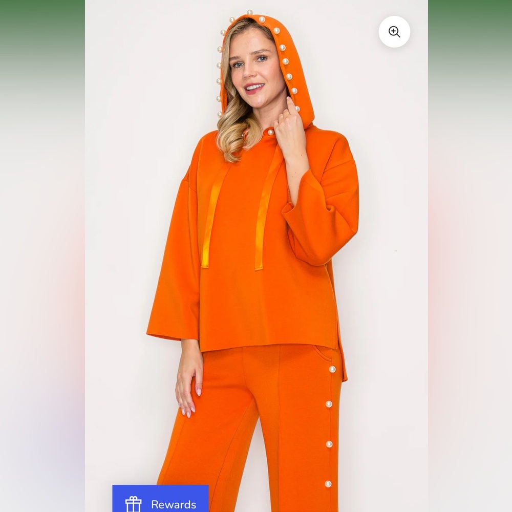 NWT Joh Apparel Texas Orange Francine French Scuba Pearl Hoodie Set - Large - Picture 4 of 16